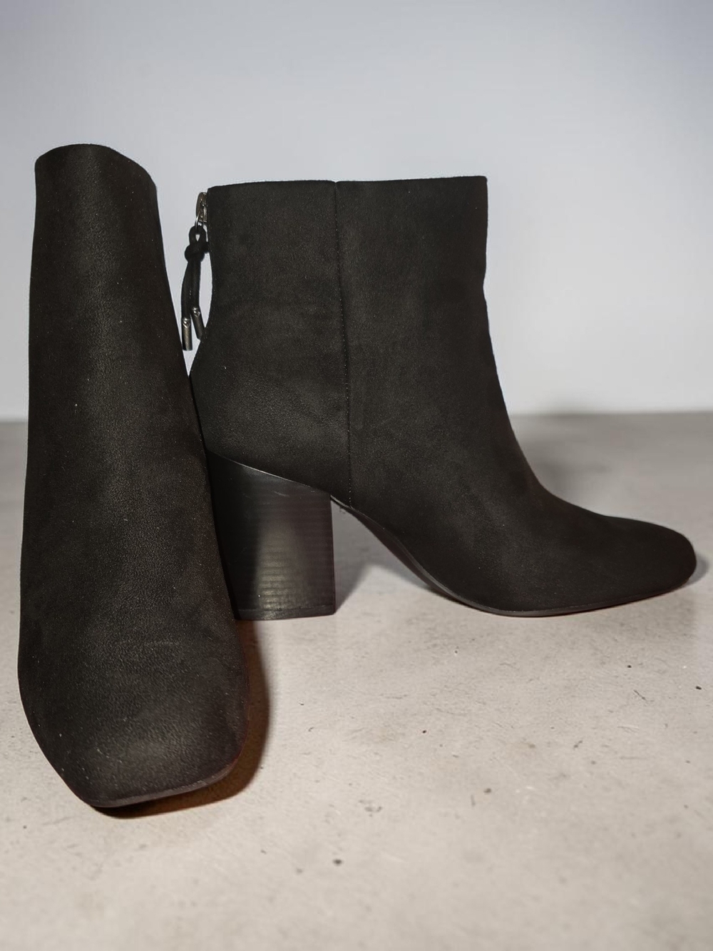 Journee Collection Black Vegan Leather Block Heel Ankle Booties